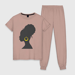 Пижама хлопковая женская Black girl, цвет: пыльно-розовый