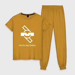 Пижама хлопковая женская Depeche Mode Mute Records Logo, цвет: горчичный