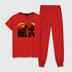 Пижама хлопковая женская Идущий Оппенгеймер, цвет: красный