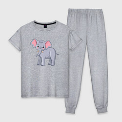 Пижама хлопковая женская Сute elephant, цвет: меланж