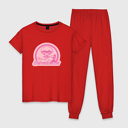 Пижама хлопковая женская Барбигеймер арт, цвет: красный