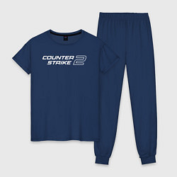 Пижама хлопковая женская Counter Strike 2 лого, цвет: тёмно-синий