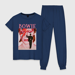 Пижама хлопковая женская David Bowie 90 Aladdin Sane, цвет: тёмно-синий