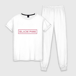 Пижама хлопковая женская Black pink - logotype - South Korea, цвет: белый