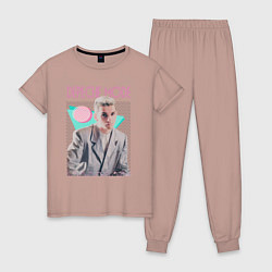 Пижама хлопковая женская Depeche Mode 80s Dave, цвет: пыльно-розовый