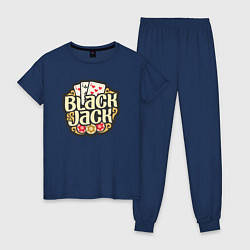 Пижама хлопковая женская Blackjack, цвет: тёмно-синий