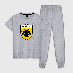 Пижама хлопковая женская Футбольный клуб AEK, цвет: меланж
