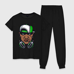 Пижама хлопковая женская Hip hop man, цвет: черный