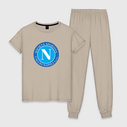 Пижама хлопковая женская Napoli fc sport, цвет: миндальный