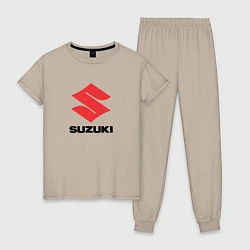 Пижама хлопковая женская Suzuki sport auto, цвет: миндальный