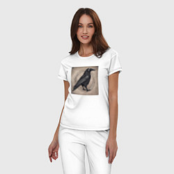 Пижама хлопковая женская Сумрачный ворон из портала, цвет: белый — фото 2