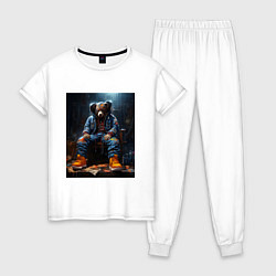 Женская пижама Медведь во вселенной киберпанк