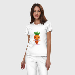 Пижама хлопковая женская Морковка кавайная, цвет: белый — фото 2