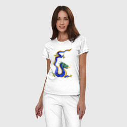 Пижама хлопковая женская Кобальтовый дракон, цвет: белый — фото 2