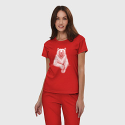 Пижама хлопковая женская Медведь сложил лапы, цвет: красный — фото 2
