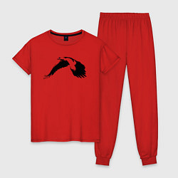 Пижама хлопковая женская Орёл в полёте трафарет, цвет: красный