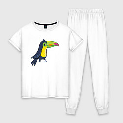 Пижама хлопковая женская Птичка тукан, цвет: белый