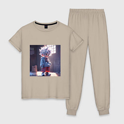 Пижама хлопковая женская Killua Zoldyck аниме персонаж из Hunter x Hunter, цвет: миндальный