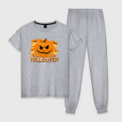 Пижама хлопковая женская Orange holiday halloween, цвет: меланж