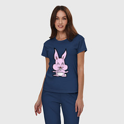 Пижама хлопковая женская Счастливый кролик, цвет: тёмно-синий — фото 2