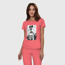 Пижама хлопковая женская Джон и Йоко, цвет: коралловый — фото 2