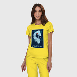 Пижама хлопковая женская Мононоке волчица, цвет: желтый — фото 2