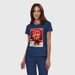Пижама хлопковая женская Фоллаут - nuka cola pin-up girl, цвет: тёмно-синий — фото 2