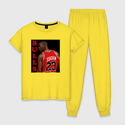 Пижама хлопковая женская Bulls Jordan, цвет: желтый