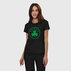 Пижама хлопковая женская Boston Celtics clover, цвет: черный — фото 2