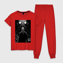 Пижама хлопковая женская Кошмары Лавкрафта, цвет: красный