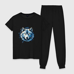 Пижама хлопковая женская Полярный волк, цвет: черный
