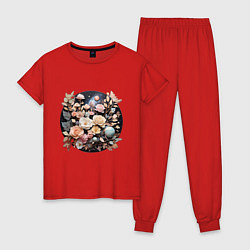 Пижама хлопковая женская Cosmo-biuquet, цвет: красный
