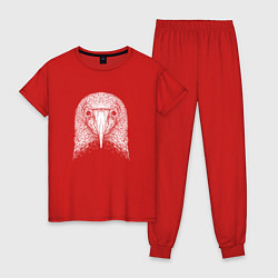 Пижама хлопковая женская Голова олуши, цвет: красный