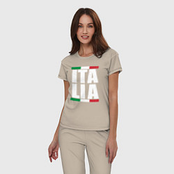 Пижама хлопковая женская Italia, цвет: миндальный — фото 2