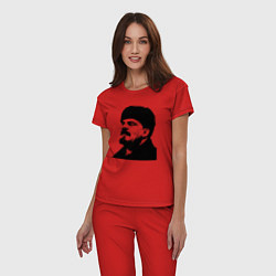 Пижама хлопковая женская Ленин в шапке, цвет: красный — фото 2