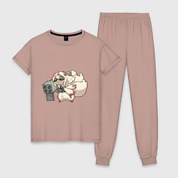 Пижама хлопковая женская Опасная Фапута, цвет: пыльно-розовый