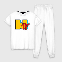 Пижама хлопковая женская MTV WTF, цвет: белый