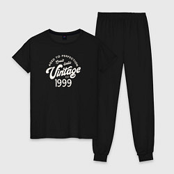 Пижама хлопковая женская 1999 год - выдержанный до совершенства, цвет: черный