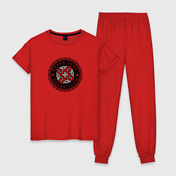 Пижама хлопковая женская Славянский оберег колядник, цвет: красный