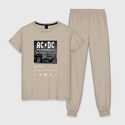 Пижама хлопковая женская Back in black - AC DC, цвет: миндальный