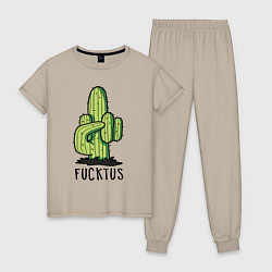 Пижама хлопковая женская Fucktus, цвет: миндальный
