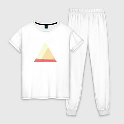 Пижама хлопковая женская Абстрактные цветные треугольники, цвет: белый