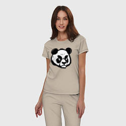 Пижама хлопковая женская Недовольная морда панды, цвет: миндальный — фото 2