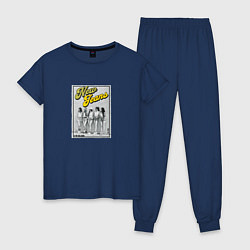 Пижама хлопковая женская New Jeans k-band, цвет: тёмно-синий