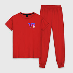 Пижама хлопковая женская GTA VI - logo, цвет: красный