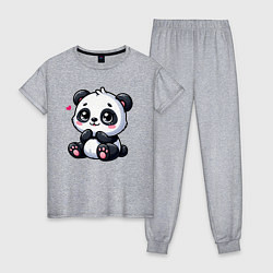 Пижама хлопковая женская Забавная маленькая панда, цвет: меланж