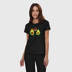 Пижама хлопковая женская Парочка авокадо, цвет: черный — фото 2