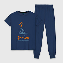 Пижама хлопковая женская Shawa eating environment, цвет: тёмно-синий