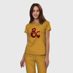 Пижама хлопковая женская Подземелья и драконы лого, цвет: горчичный — фото 2