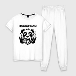 Пижама хлопковая женская Radiohead - rock panda, цвет: белый